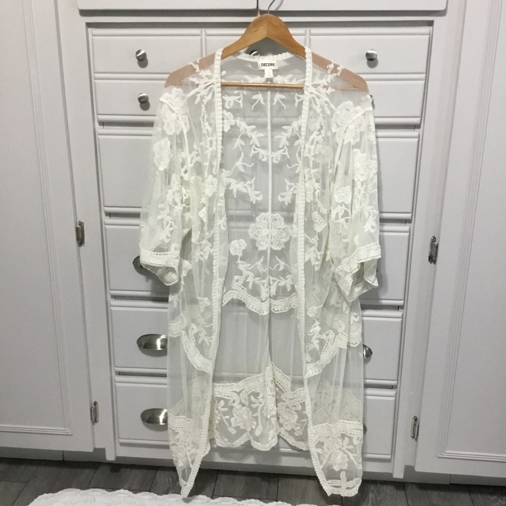 DIZZIRE Lace Crochet Duster Kimono size S